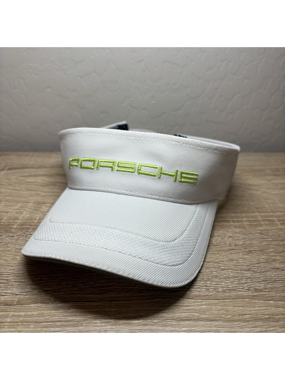 Porsche Motorsport Embroidered Sun Visor Hat Adjustable White Lime Acid Green
